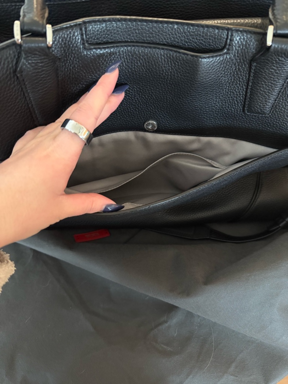 TUMI Black Leather Travel Tote Bag - Picture 7 of 10